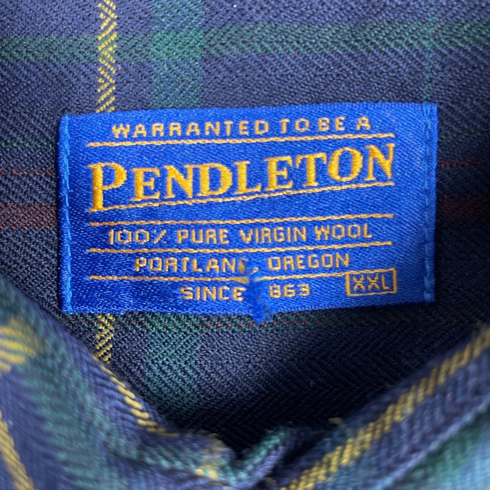 Pendleton 100% Virgin Wool Shirt Mens XXL Blue Sir Pendleton Tartan Plaid Button - Picture 4 of 11